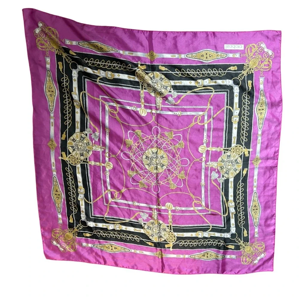 Isadora Scarf Pink Equestrian Print Square Fashion‎ Accessory